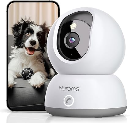 blurams Indoor Security Camera 2K, Home Security Camera for Dog/Baby Monitor/Elder, Security Camera with One-Touch Call, Color Night Vision, Motion Tracking, Cloud & SD Card Storage (2.4GHz Wi-Fi)