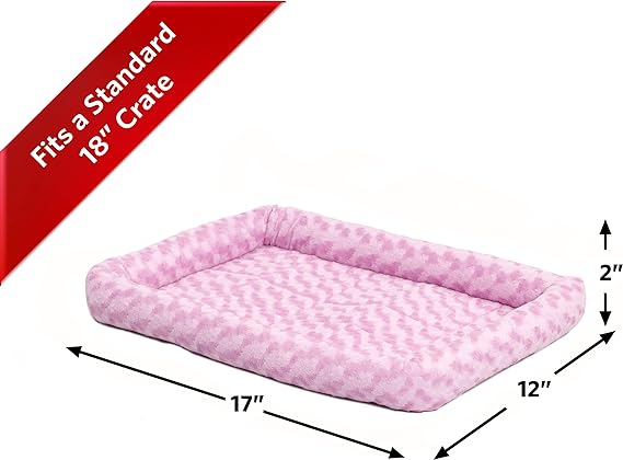 MidWest Homes for Pets Bolster Dog Bed 18L-Inch Pink Dog Bed or Cat Bed w/ Comfortable Bolster | Ideal for "Toy" Dog Breeds & Fits an 18-Inch Dog Crate | Easy Maintenance Machine Wash & Dry