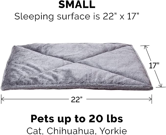 Furhaven ThermaNAP Self-Warming Cat Bed for Indoor Cats & Small Dogs, Washable & Reflects Body Heat - Quilted Faux Fur Reflective Bed Mat - Gray, Small