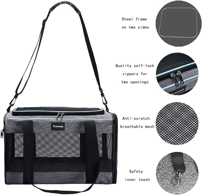 17.5x11x11 Inches Cat, Dog Carrier for Pets Up to 16 Lbs, Soft-Sided Cat Bag Animal Carriers Travel Puppy Carry As a Toy of Fabric Pet Home