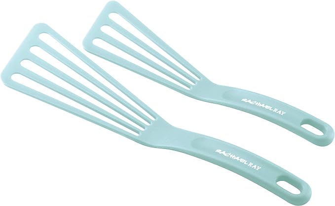 Rachael Ray KitchenTools and Gadgets Nylon Cooking Utensils / Spatula / Fish Turners - 2 Piece, Light Blue