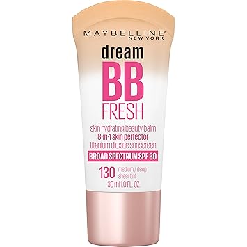 Maybelline Dream Fresh Skin Hydrating BB cream, 8-in-1 Skin Perfecting Beauty Balm with Broad Spectrum SPF 30, Sheer Tint Coverage, Oil-Free, Medium, 1 Fl Oz