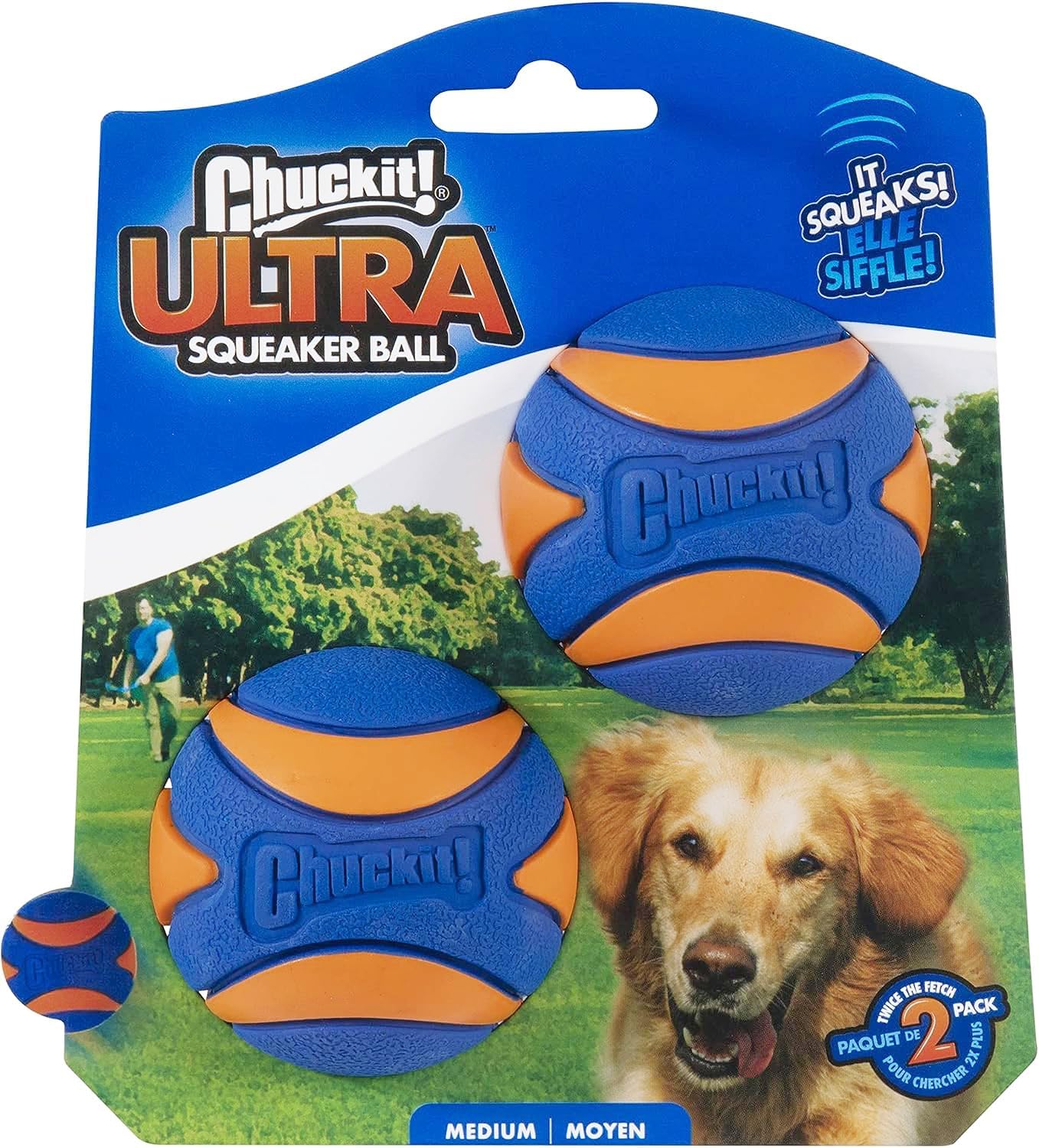 Chuckit Ultra Ball Dog Toy, Medium (2.5" Diameter), Pack of 8 with Chuckit Cleaning Bucket